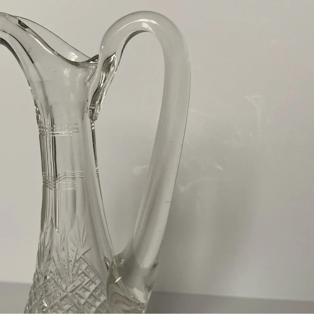Cut Glass Crystal Vase Or Cruet Facet No Stopper Vintage 7” Clear 4” wide